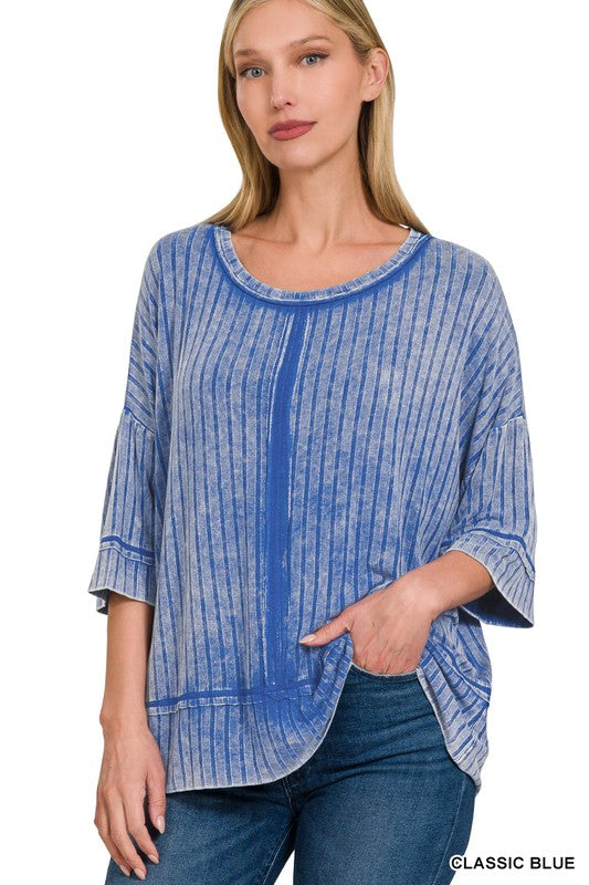 "Alexis" Mineral Ribbed Top