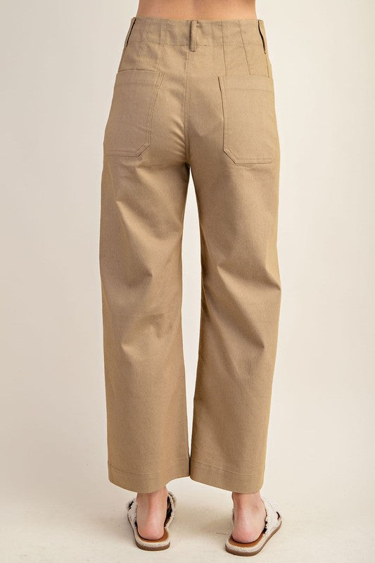 "Shelby" Twill Cropped Pants