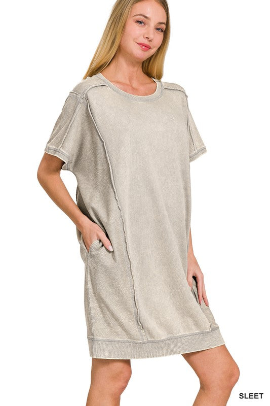 "Andrea" Casual Mineral Washed Dress
