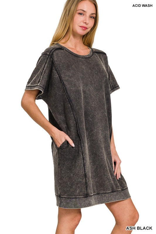 "Andrea" Casual Mineral Washed Dress