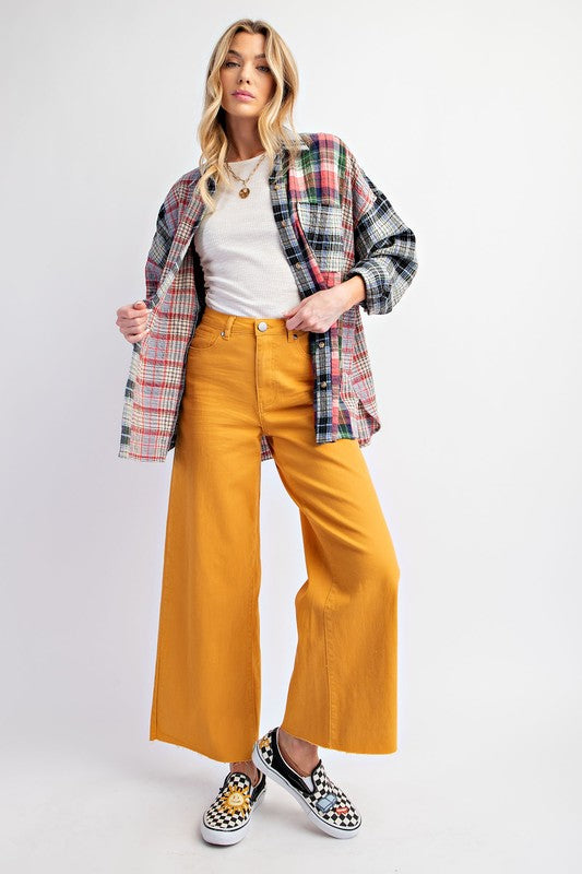 "Simone" Wide Leg Twill Jeans - The Katie Grace Boutique