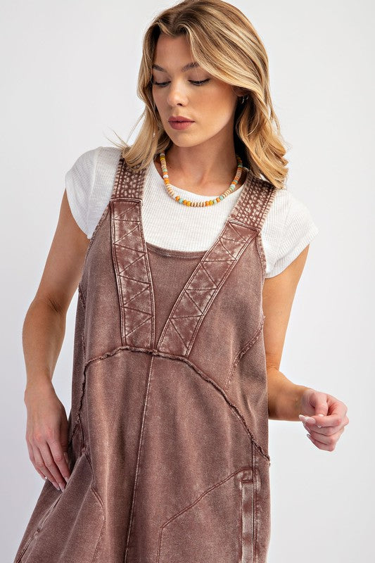 "Suzie" Mineral Washed Jumpsuit, Earth Red - The Katie Grace Boutique