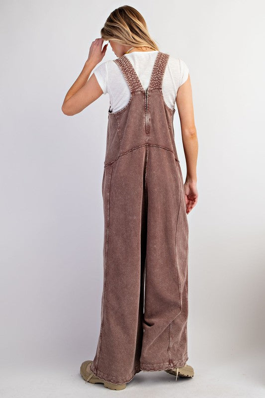 "Suzie" Mineral Washed Jumpsuit, Earth Red - The Katie Grace Boutique