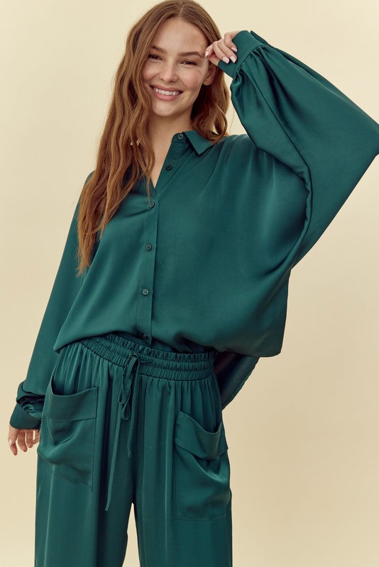 "Thea" Matching Separates, Green - The Katie Grace Boutique