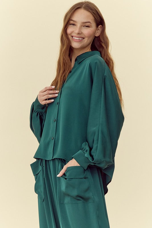 "Thea" Matching Separates, Green - The Katie Grace Boutique