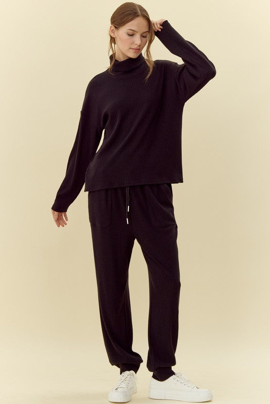 "Ruthie" Ribbed Knit  Separates, Black - The Katie Grace Boutique