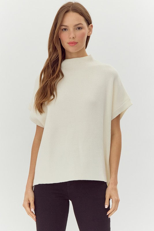 "Jasmine" Oversized Mock Neck Sweater - The Katie Grace Boutique