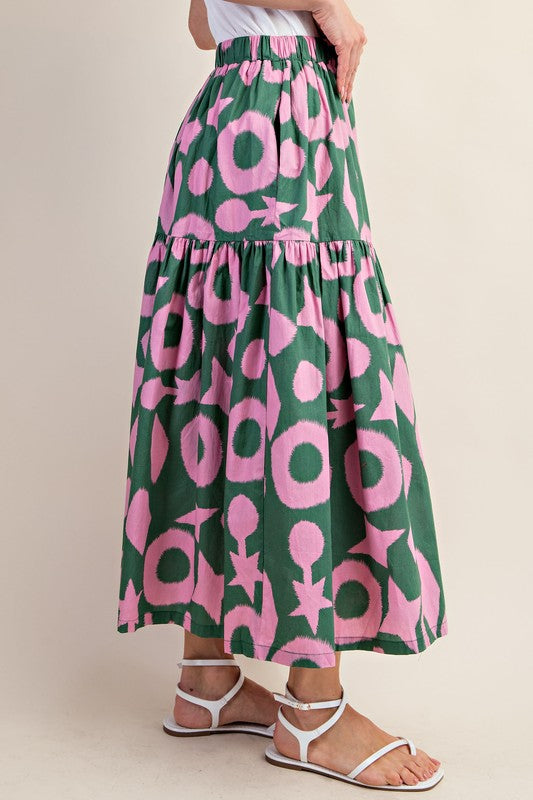 "Nancy" Tiered Midi Skirt - The Katie Grace Boutique