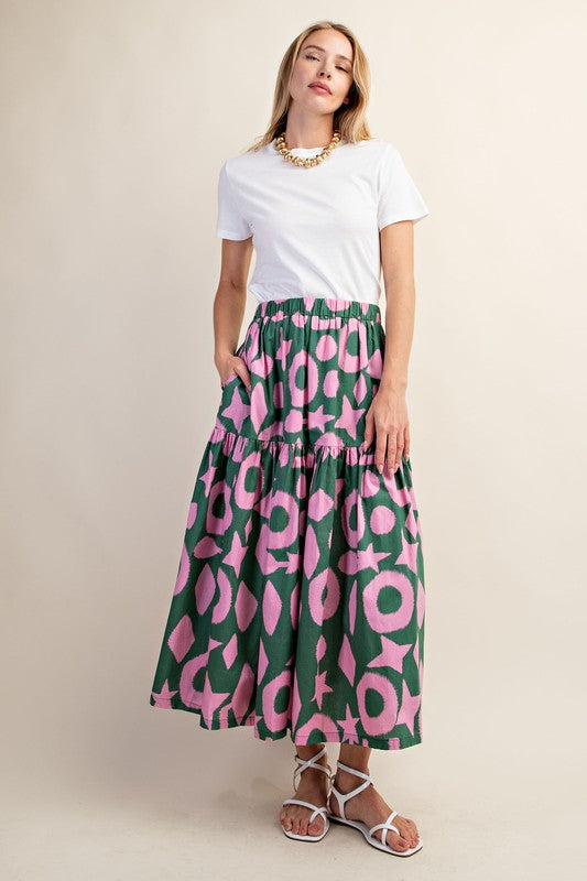 "Nancy" Tiered Midi Skirt - The Katie Grace Boutique