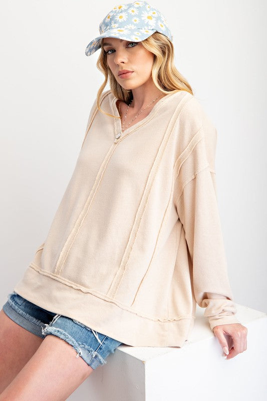 "Tessa" Mineral Washed Pullover - The Katie Grace Boutique