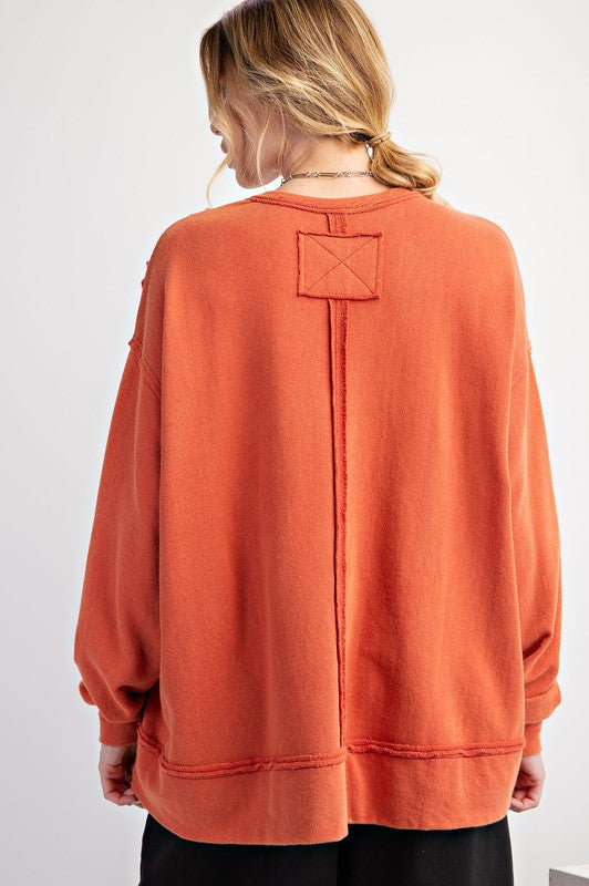 "Tessa" Mineral Washed Pullover - The Katie Grace Boutique