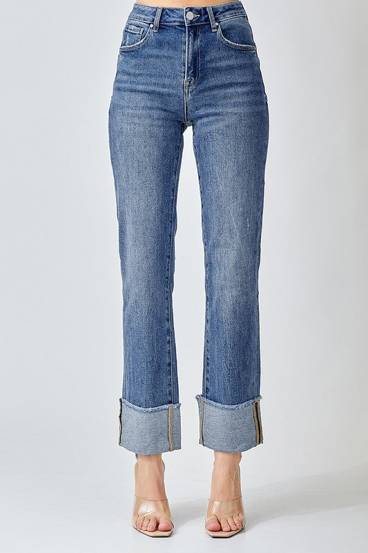 "Palmer" High Rise Cuffed Jeans - The Katie Grace Boutique