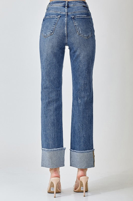 "Palmer" High Rise Cuffed Jeans - The Katie Grace Boutique