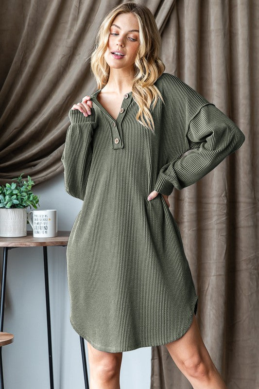 "Stephanie" Urban Ribbed Dress - The Katie Grace Boutique