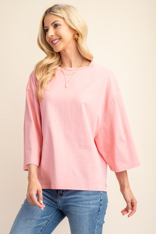 "Gracie" Mixed Fabric Top - The Katie Grace Boutique