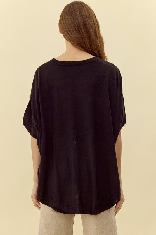 "Emilia" Dolman Sweater, Black