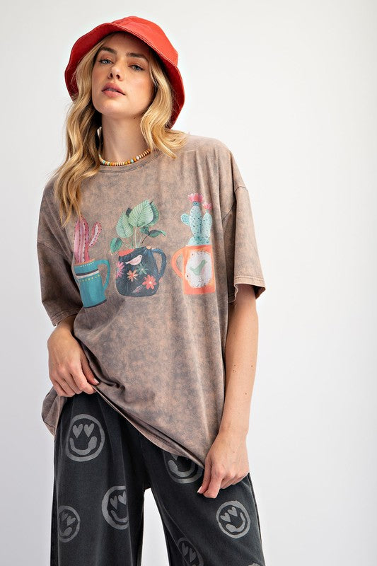 "Thea" Mineral Washed Tee - The Katie Grace Boutique