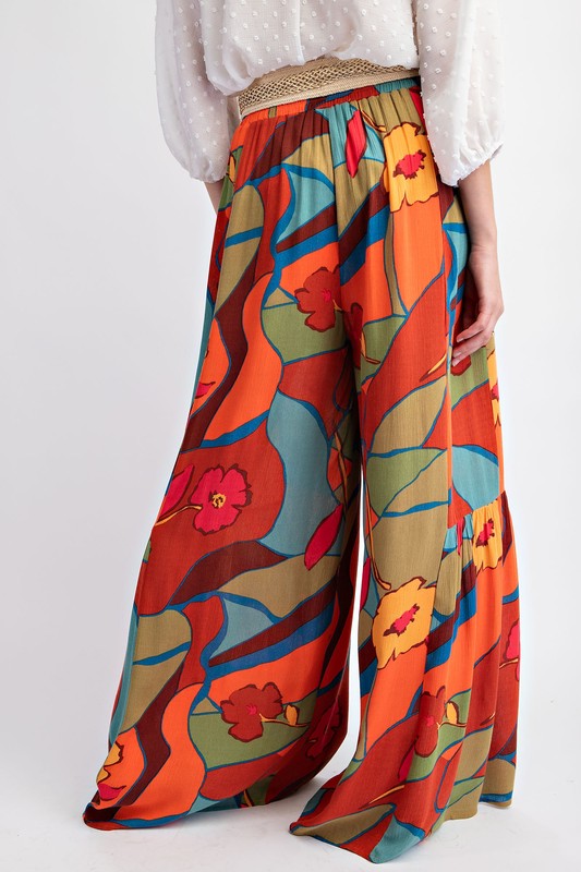 "Kendra" Wide Leg Printed Pants