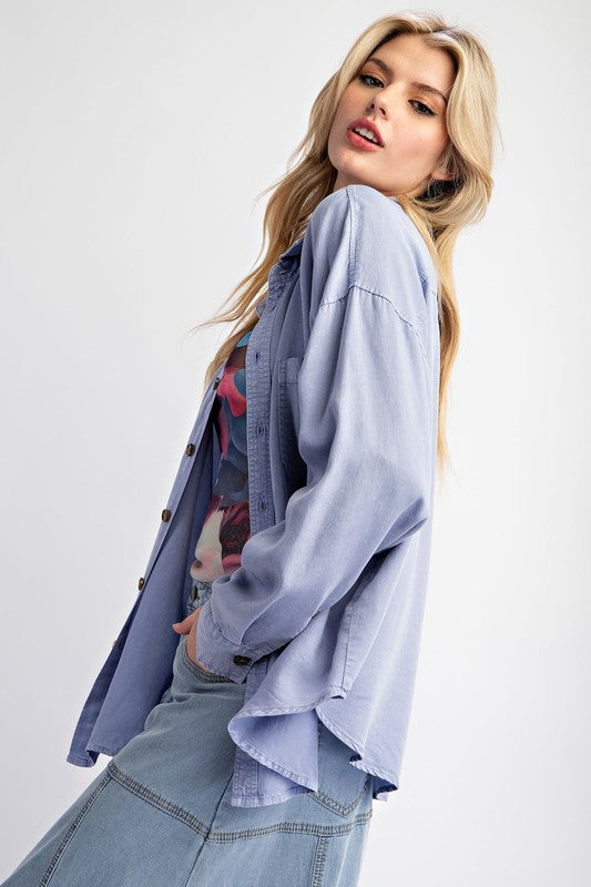 "Juliette" Tencel Button Down Blouse - The Katie Grace Boutique