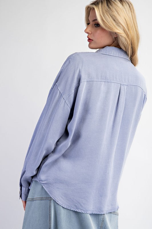 "Juliette" Tencel Button Down Blouse - The Katie Grace Boutique