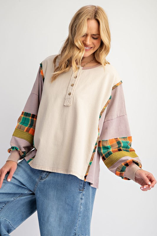 "Kiki" Multi Fabric Top - The Katie Grace Boutique