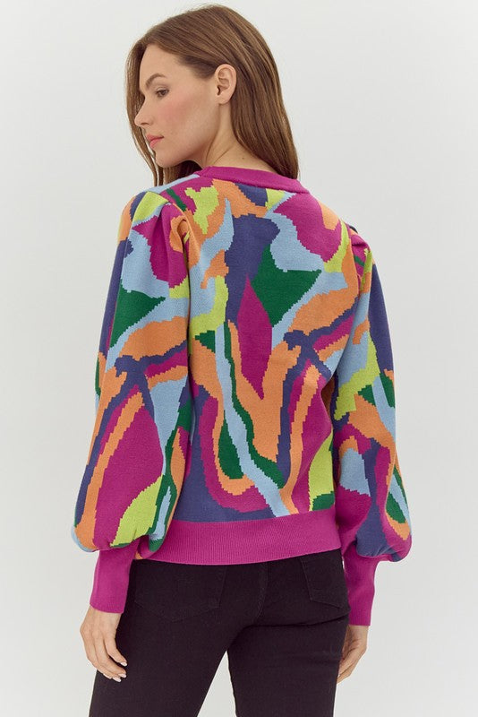 "Lucy" Abstract Sweater - The Katie Grace Boutique