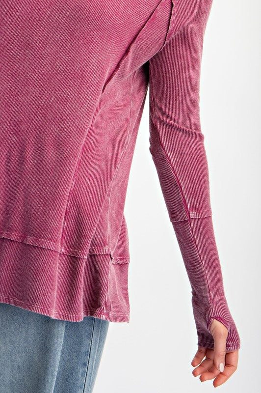 "Emelia" Mineral Washed Top, Violet - The Katie Grace Boutique