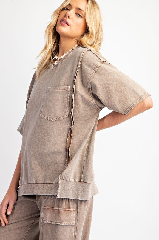 "Alice" Mineral Washed Separates, Mocha - The Katie Grace Boutique