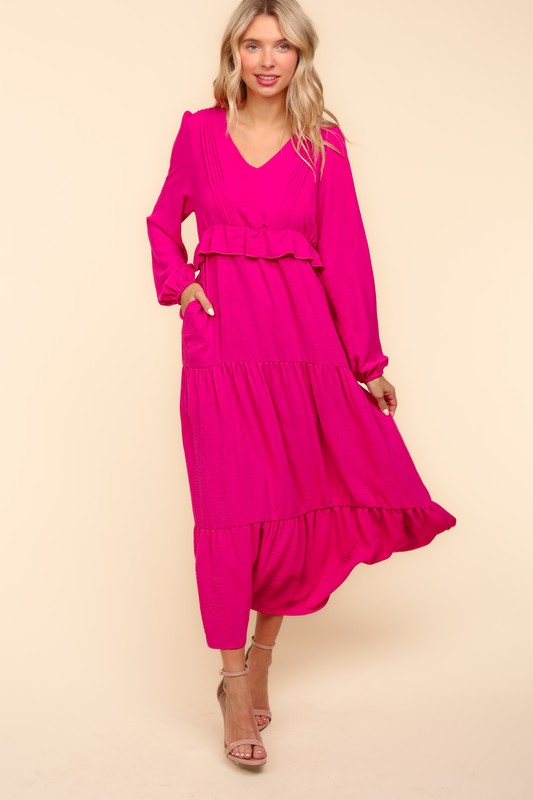 "Holly" Pintuck Maxi Dress - The Katie Grace Boutique