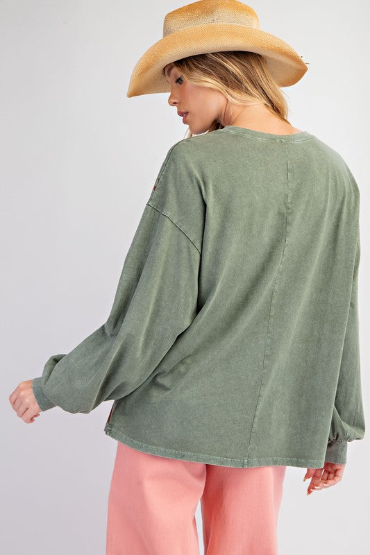 "Bianca" Mineral Washed Top - The Katie Grace Boutique