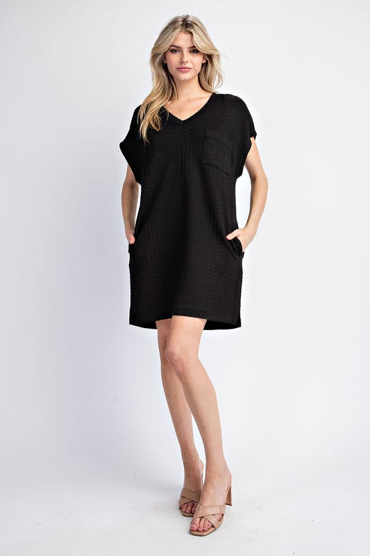 "Lara" Textured Shift Dress - The Katie Grace Boutique