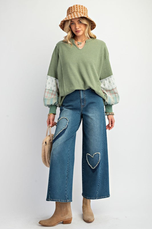 "Macie" Jeans with Heart Patches - The Katie Grace Boutique