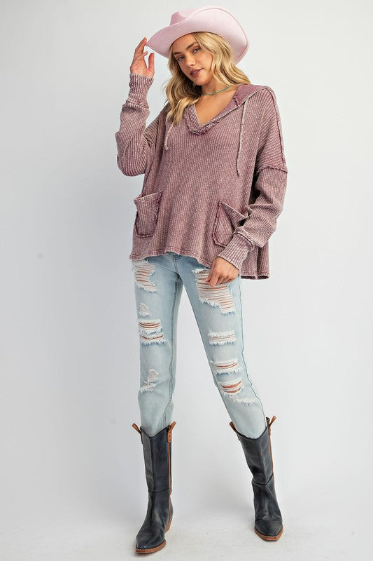 "Jamie" Slouchy Hooded Top - The Katie Grace Boutique