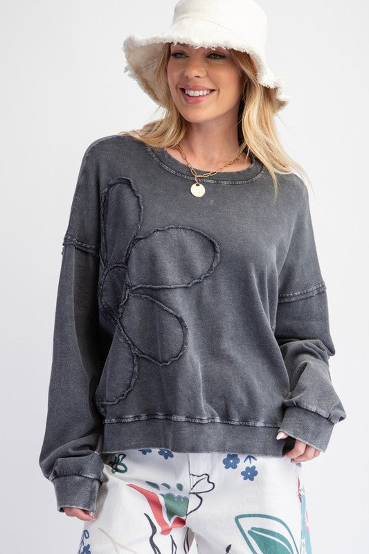 "Mila" Tonal Applique' Pullover - The Katie Grace Boutique