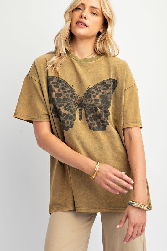 "Ashley" Butterfly Mineral Washed Tunic - The Katie Grace Boutique