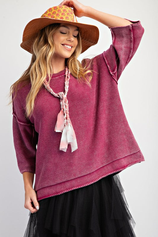 "Nina" Mineral Washed Sweater - The Katie Grace Boutique