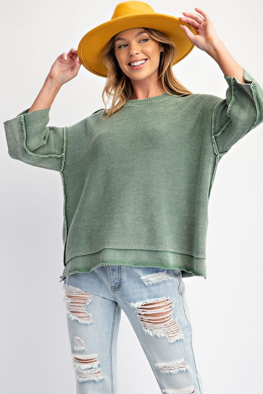 "Nina" Mineral Washed Sweater - The Katie Grace Boutique