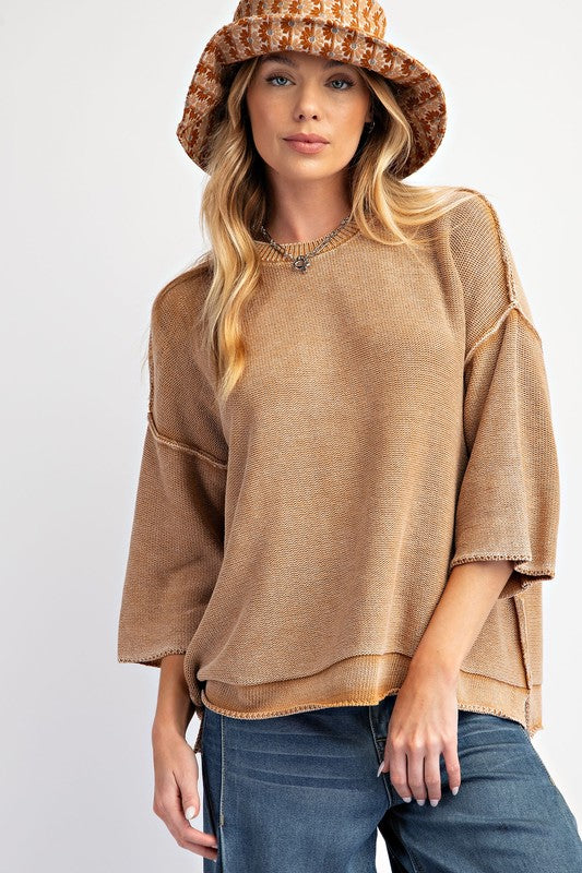 "Nina" Mineral Washed Sweater - The Katie Grace Boutique