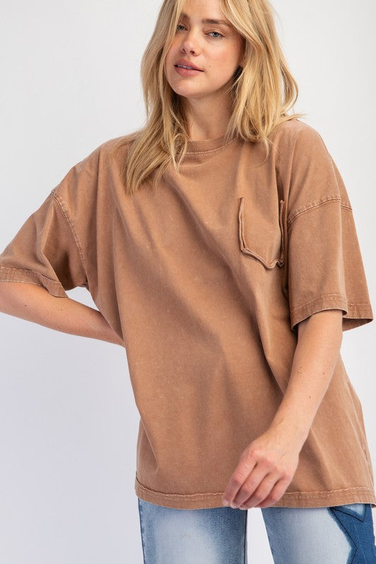 "Maeve" Mineral Washed Top - The Katie Grace Boutique