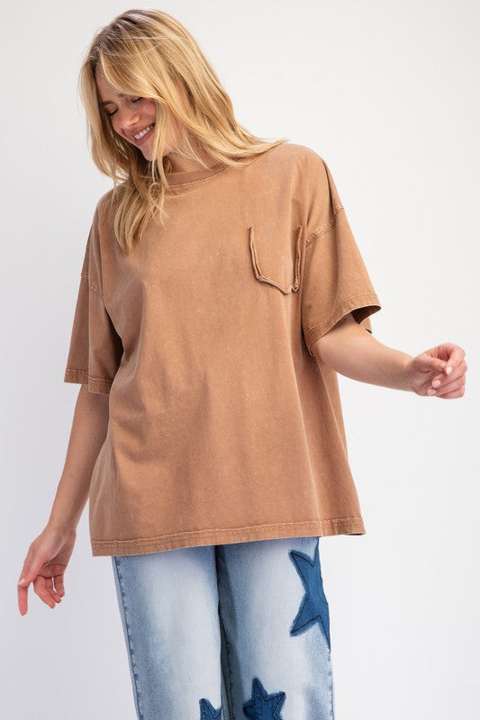 "Maeve" Mineral Washed Top - The Katie Grace Boutique