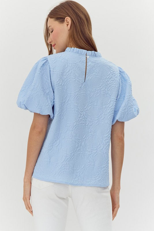 "Lorie" Embossed Puff Blouse, 3 colors - The Katie Grace Boutique