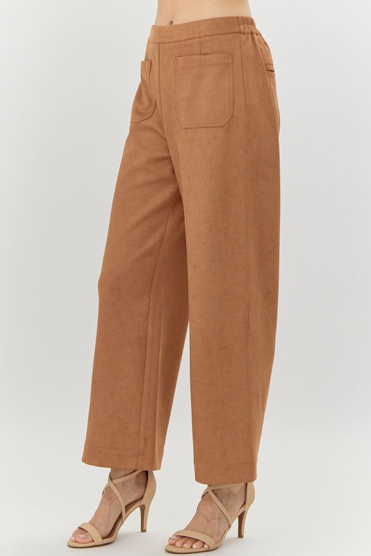 "Caroline" Suede Pants, Camel - The Katie Grace Boutique