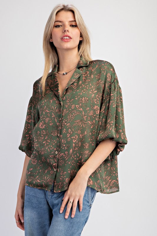 "Joanna" Satin Blouse - The Katie Grace Boutique