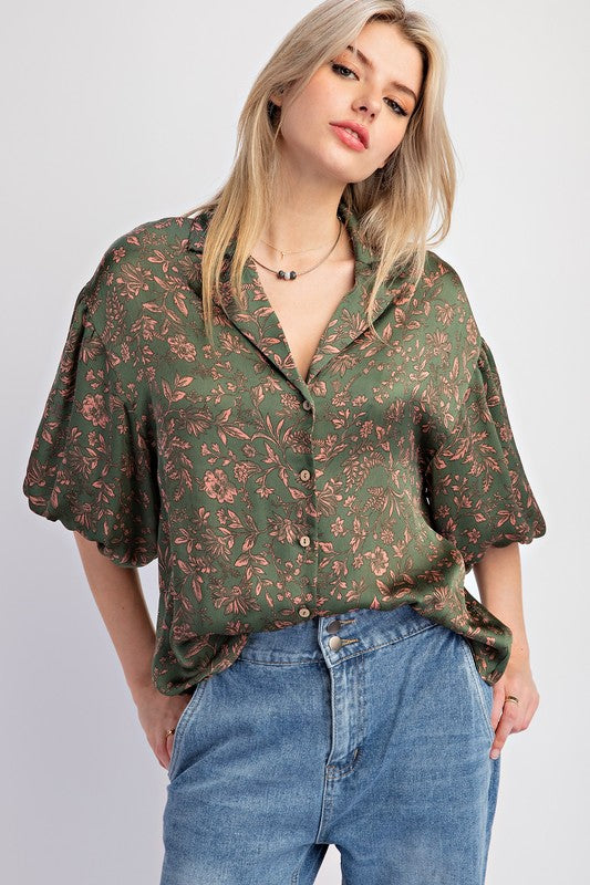 "Joanna" Satin Blouse - The Katie Grace Boutique