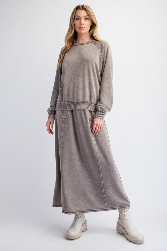 "Carter" Mineral Washed Separates, Ash Grey - The Katie Grace Boutique