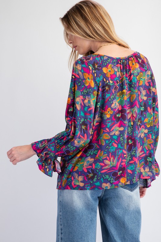 "Lacey" Floral Jewel Blouse