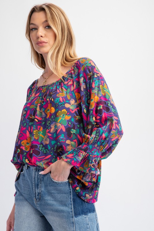 "Lacey" Floral Jewel Blouse