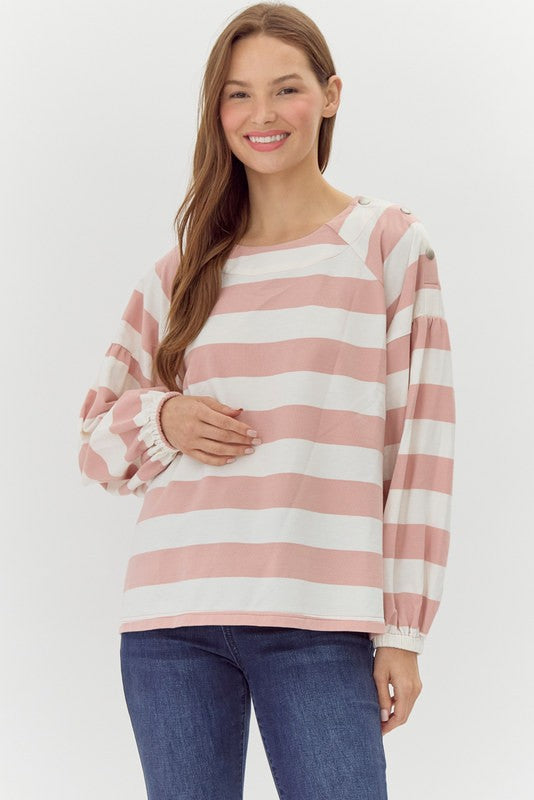 "Evie" Striped Top - The Katie Grace Boutique