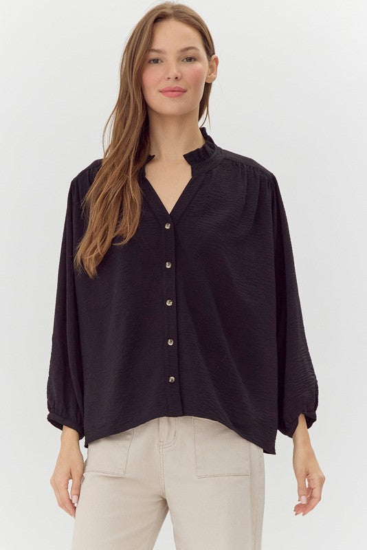 "Clara" Button Down Blouse - The Katie Grace Boutique