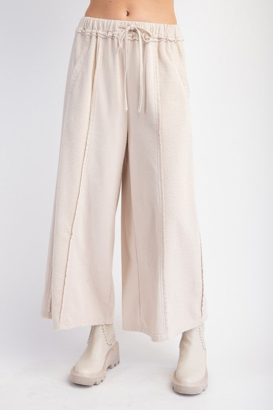 "Sabrina" Wide Leg Textured Pants - The Katie Grace Boutique